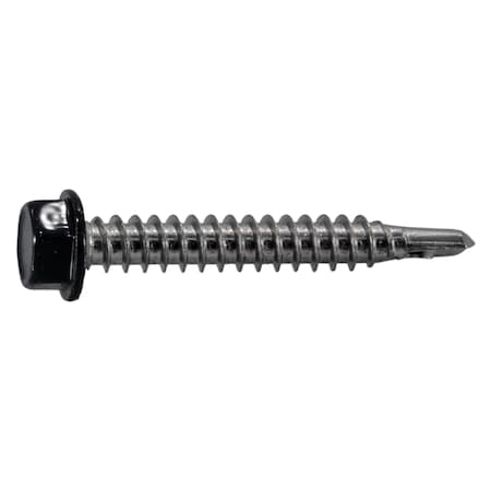 Midwest Fastener Self-Drilling Screw, #12 x 1-1/2 in, Painted Stainless Steel Flange Hex Head External Hex Drive 39612